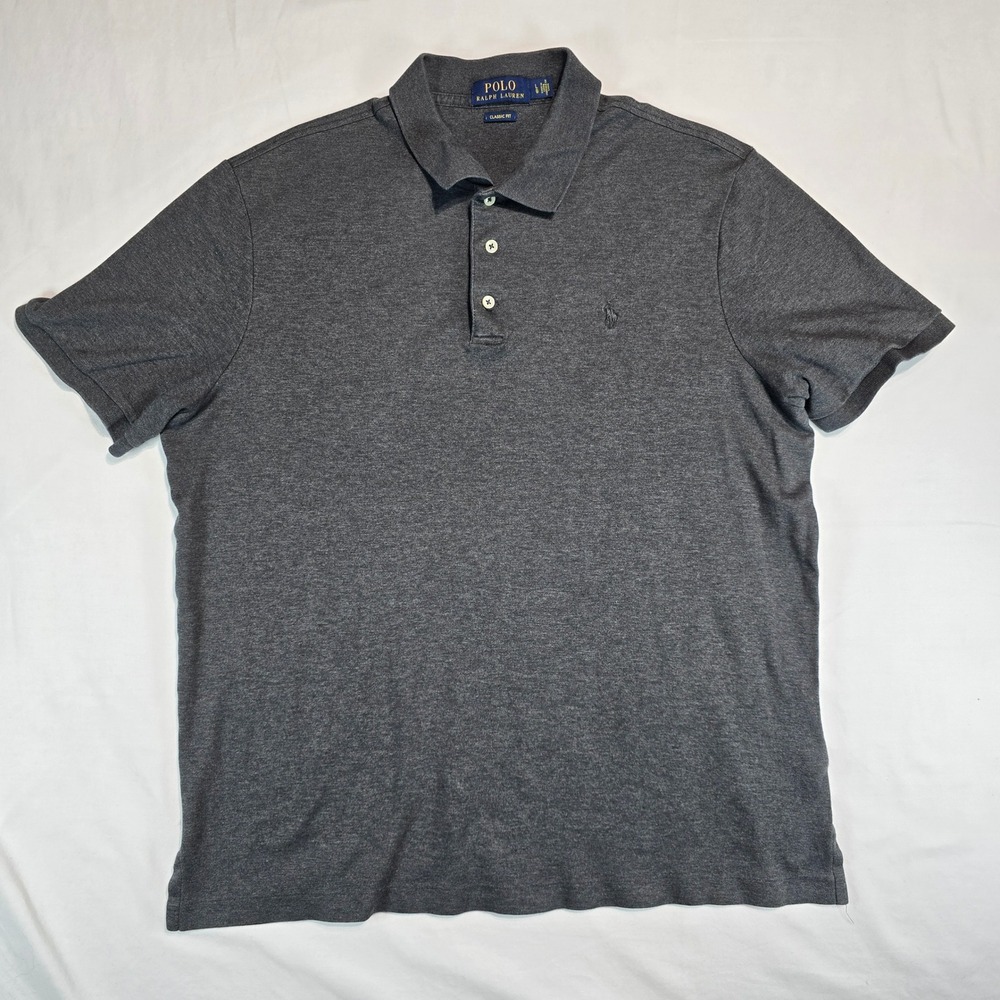 Polo Ralph‎ Lauren Mens Classic Fit Cotton Jersey Polo Shirt Gray L 710701000052